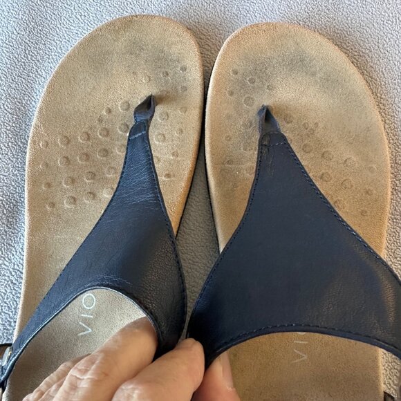 Vionic Sandal Women 9.5 Rest Kirra Strap Orthotic Leather Black TVW5126 Thong - Picture 8 of 9